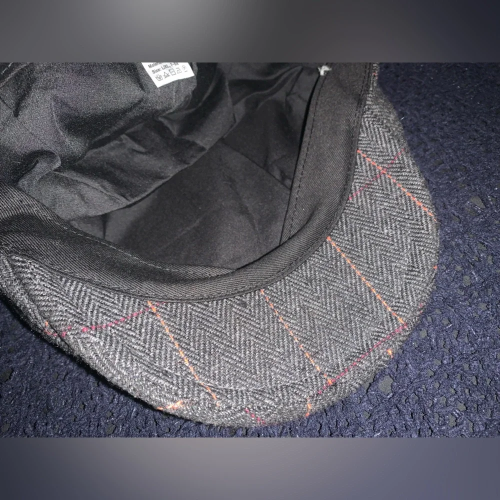 Wool Blend Flat Cap Classic Herringbone Ivy Gatsby Hat - Picture 8 of 9